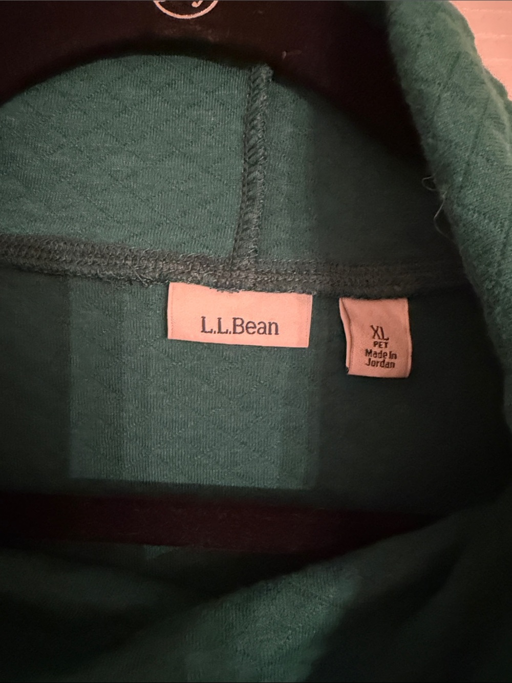 L.L.Bean Teal Quilted Funnel Neck Pullover XL - Picture 4 of 5